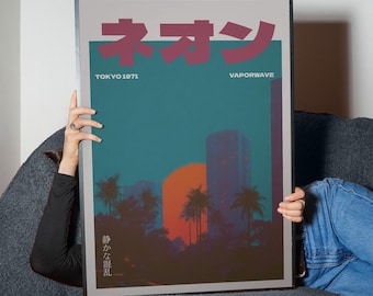 Vaporwave Peach Print – 80s Retro Japanese Wall Art - Etsy