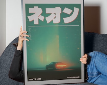 Vaporwave Peach Print – 80s Retro Japanese Wall Art - Etsy