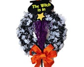 Halloween Wreath Scary Ghost Spooky Witch Broomstick Door Home Decor Floral Arrangement
