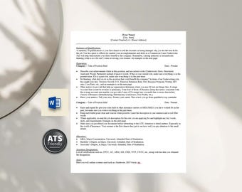 ATS Ready - Commercial Insurance Underwriter Resume - Word Doc