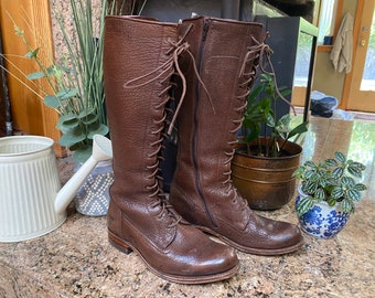 frye knee high lace up boots