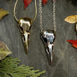Raven Skull Necklace Gold or Silver