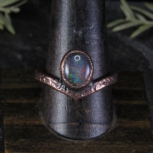 Boulder Opal Statement Ring Electroform Kupfer Gr. 11