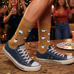 Coffee Patterned Unisex Cotton Socks Coffee Patterned Socks Coffee Lovers Socks Christmas Gift Socks Coffee Lovers Gifts Coffeee Socks