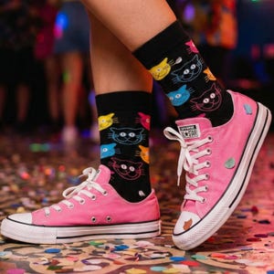 Cat Pattern Socks, Cat Lover Socks, Unisex Cat Gift Socks, Cat Mom Gifts, Cat Family Socks, Pet Lover