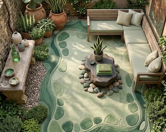 Handgetufteter Moosteppich, botanischer Teppich mit 3D-Textur, Natur inspiriert Boho-Dekor