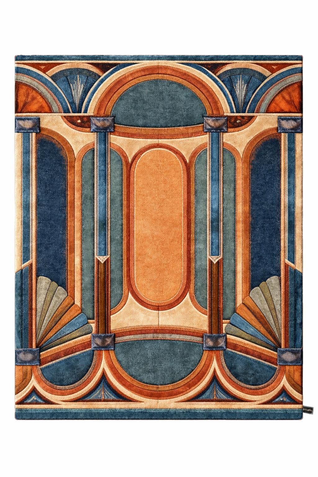 Art Deco Arch Hand Tufted Rug, Artisan Crafted Geometric Area Rug ...