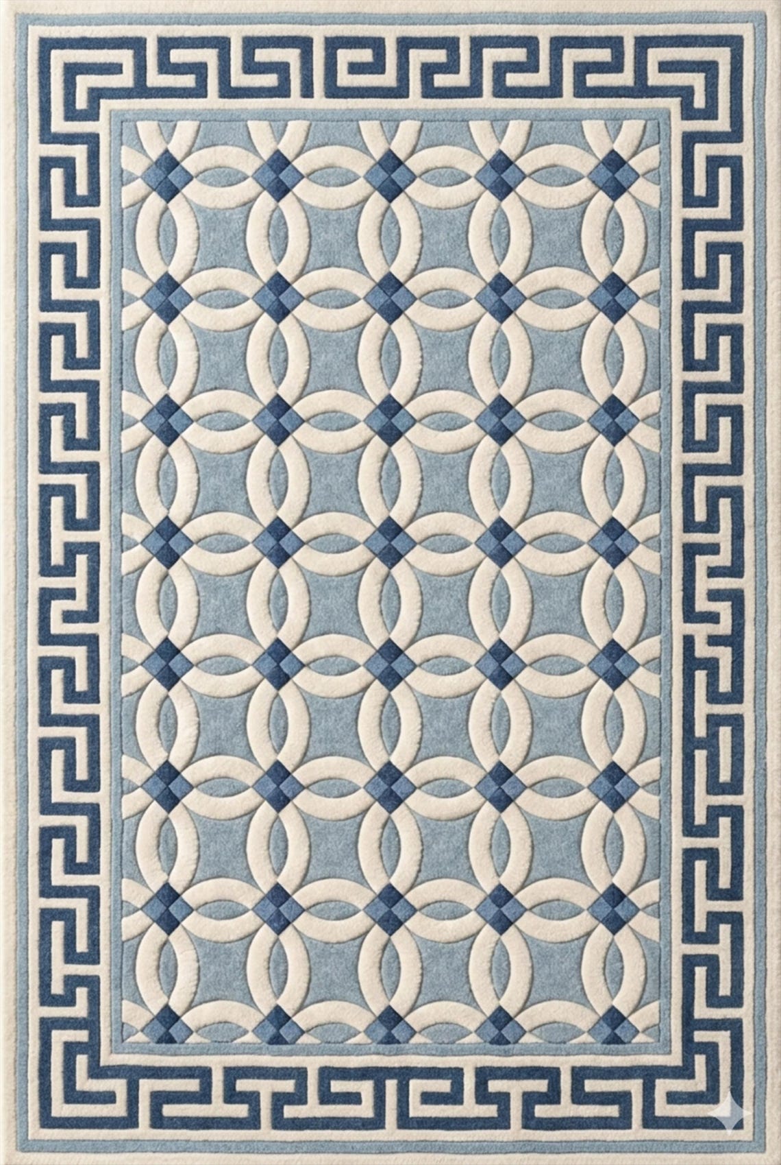 Hand Tufted Blue and Ivory Geometric Rug–modern Coastal Area Rug ...