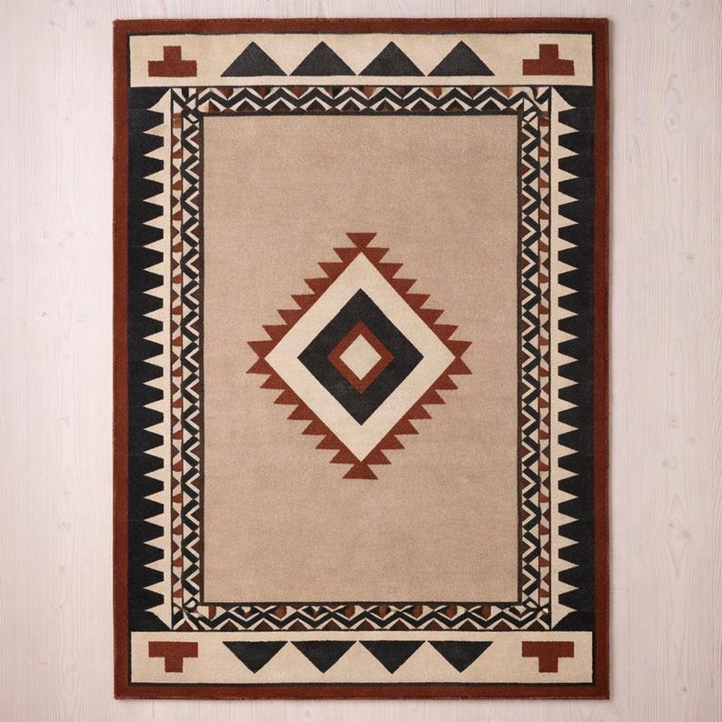 Native Tufted Rugs Hand Tufted Southwestern Tribal Rug, Neutral Geometric Area Rug|artisan ...