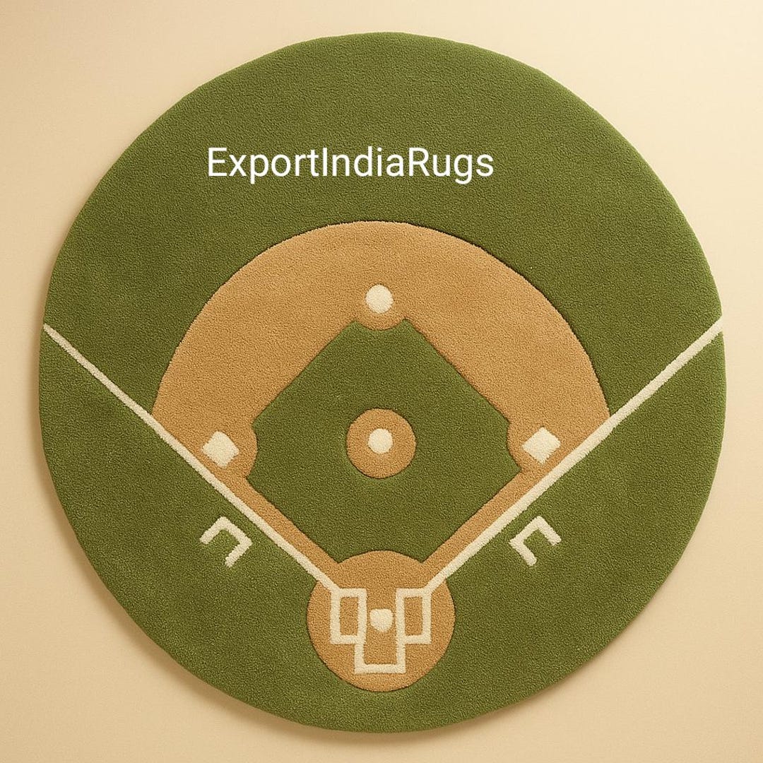 Hand Tufted Wool Baseball Rug | Kids Room Decor - Etsy