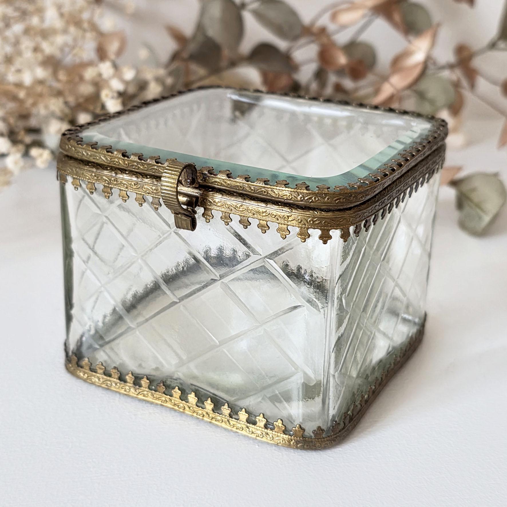 Coffret Bijoux Ancien – Vitrine En Verre Et Laiton – 19ème Siècle – Fabrication Française