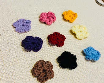 Mini Häkelblume – kleine Häkelblümchen in Wunschfarbe | Applikation Blüte aus Baumwolle
