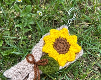 Gehäkelter Sonnenblumenstrauß Schlüsselanhänger |crochet sunflower  | Handgemachtes Geschenk | Blumen Taschenanhänger