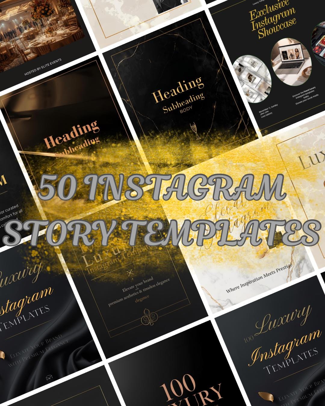 Luxury Instagram Story Templates | Gold & Black Canva Designs - Etsy