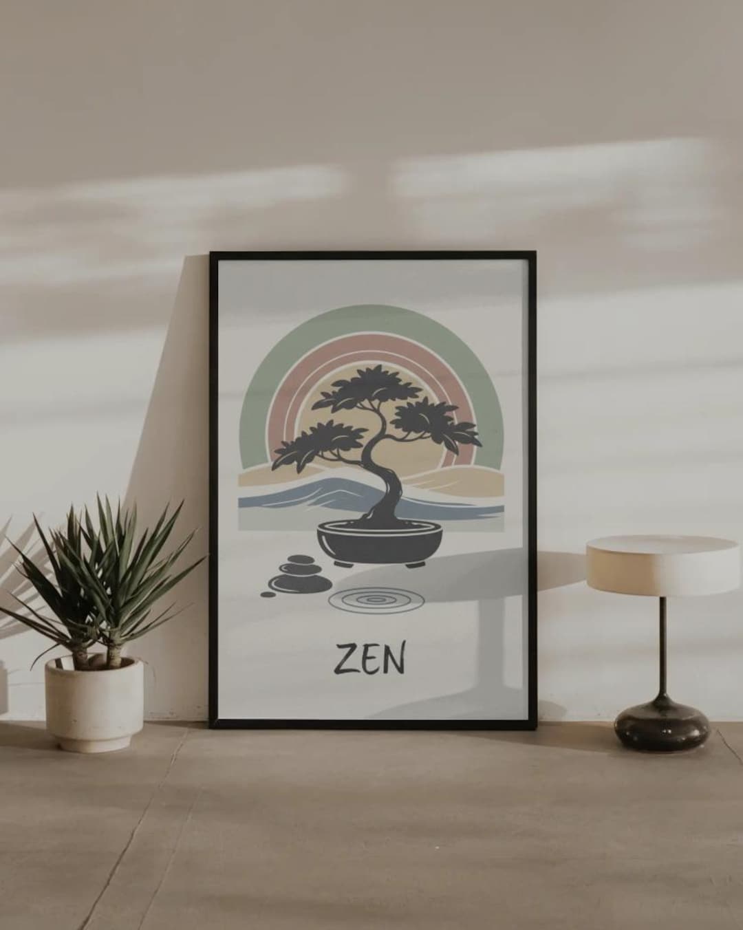 Zen 718 Retro Zen Bonsai Tree Wall Art Print – Minimalist Japanese Decor ...