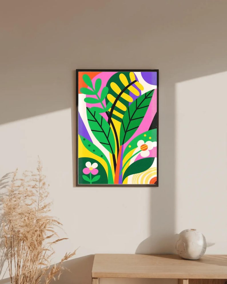 Colorful Botanical Print, Vibrant Pop Art Style, Abstract Floral Poster ...