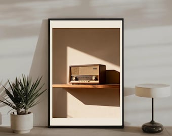 Vintage Radio Wall Art Print, Mid-Century Modern Decor