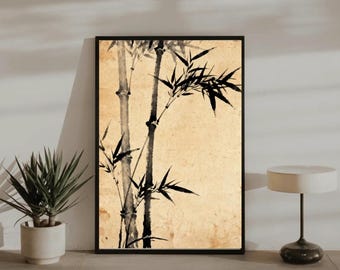 竹 — 日本の色紙に描かれた墨絵、禅アート、風水アート - Etsy 日本