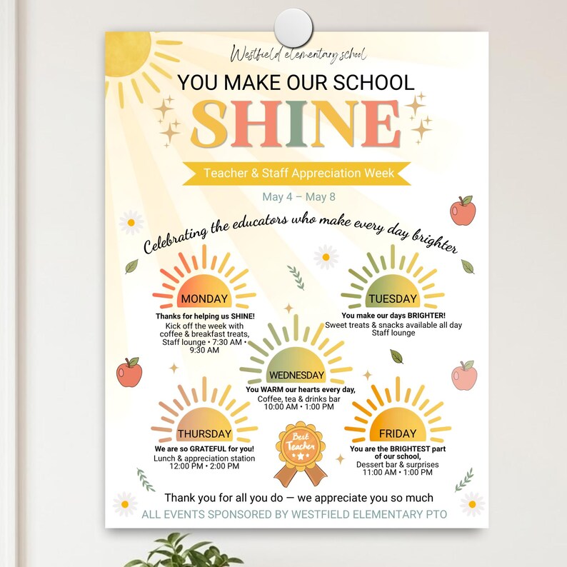 Teacher Appreciation Week Itinerary Flyer Editable Canva Template ...