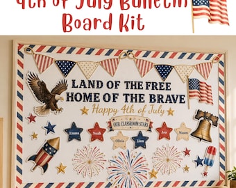4th of July Bulletin Board Kit | Patriotic Classroom Decor | Independence Day Door Display | Summer Classroom | Editable Student Name Stars