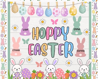 Easter Bulletin Board Kit | Printable March April Classroom Decor | Spring Classroom Decor | Spring Bulletin Board | Editable Student Names