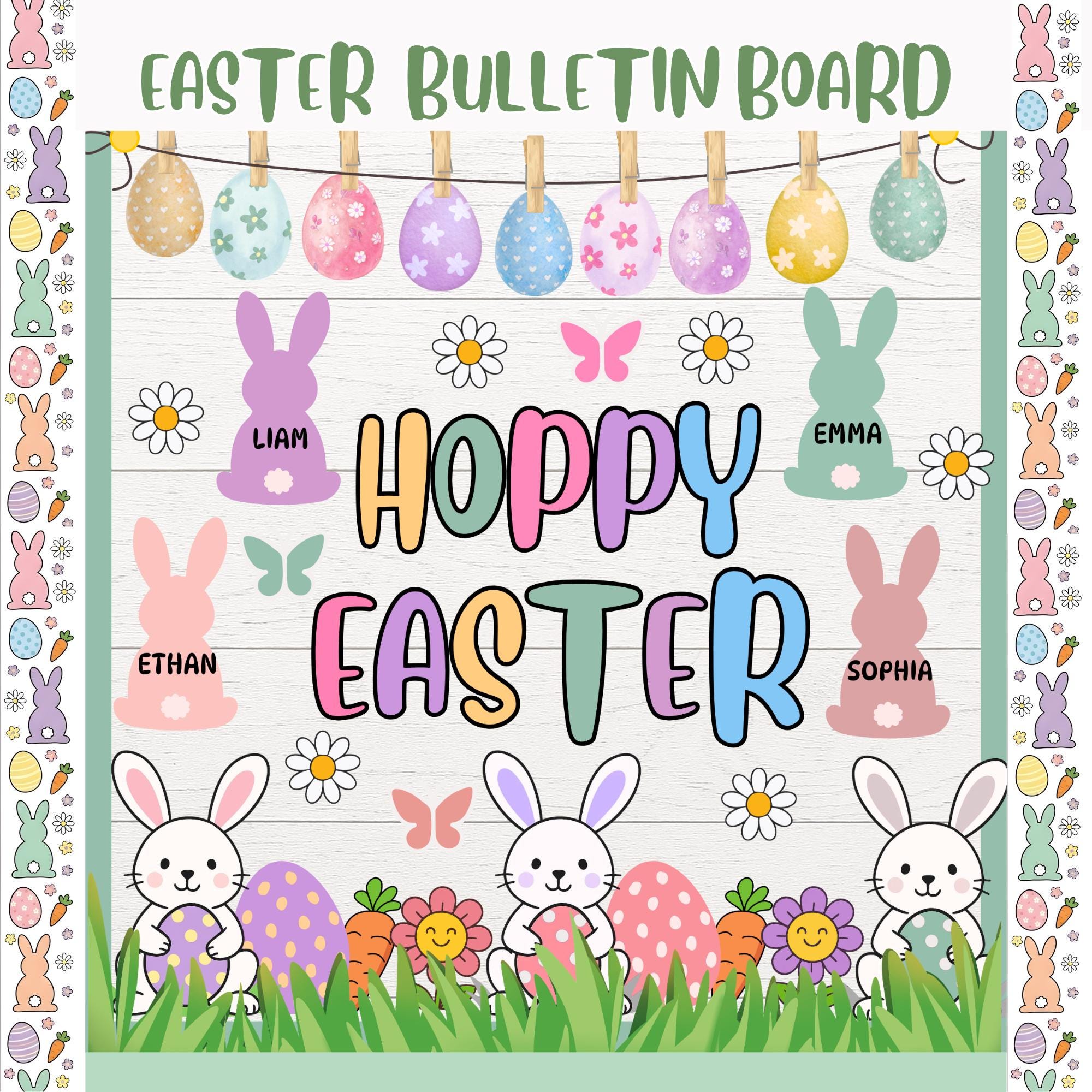 Easter Bulletin Board Kit | Printable March April Classroom Decor ...