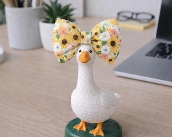 Lazo extragrande con estampado de girasoles para escritorio / Decoración primaveral hecha a mano (10 cm)