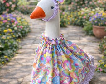 Vestido de ganso y lazo para porche de jardín de concreto o plástico de 20 a 24 pulgadas