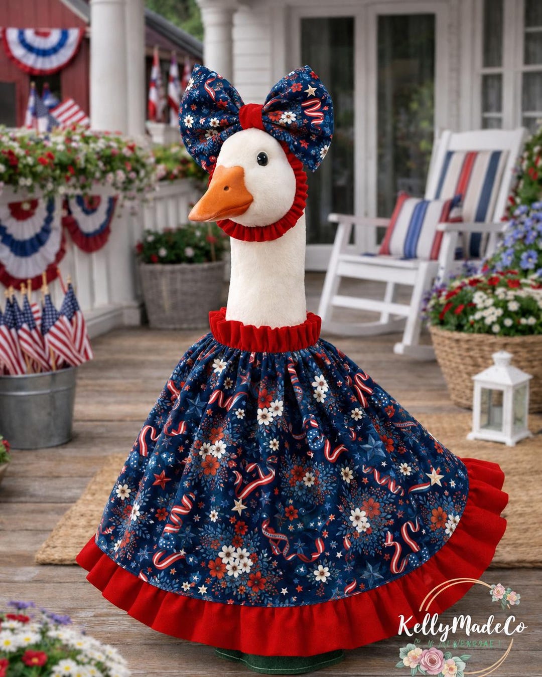 Handmade Patriotic Goose Dress and Bow Set – Fits 10 to 29 Inch Statues ...