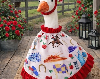 Vestido y lazo de ganso hechos a mano – Atuendo con temática del Derby de Kentucky para estatuas