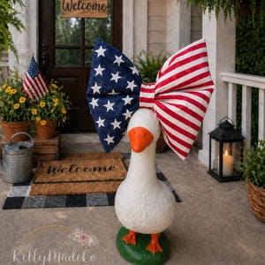 Patriotic Porch Goose Bow: Handmade 4th July Decoration (Multiple Sizes)