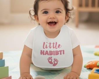 Little Habibi & Little Habibti Baby Bibs | Hand-Weeded  Bibs | Cute Arabic Baby Shower Gift | Boy and Girl Matching