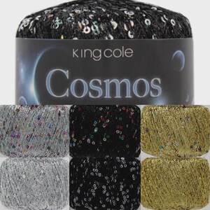 King Cole Cosmos - 25 g - Filato glitterato e Payette - Decorazione festiva scintillante