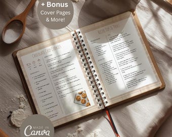 Editable Recipe Cookbook Canva Template, Family Cookbook (Instant Download)