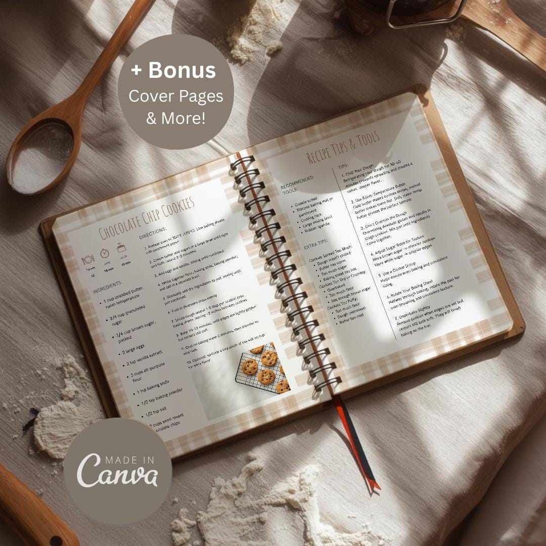 Editable Recipe Cookbook Canva Template, Family Cookbook (instant ...