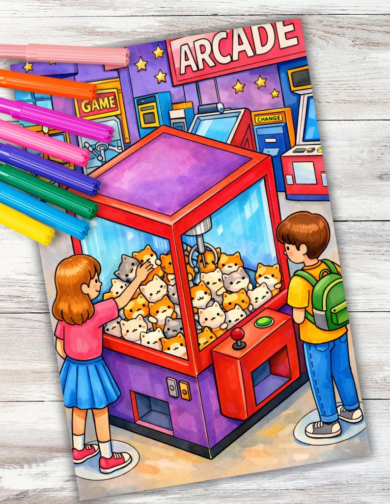 Claw Machine Coloring Page Instant Digital Download PDF Printable ...