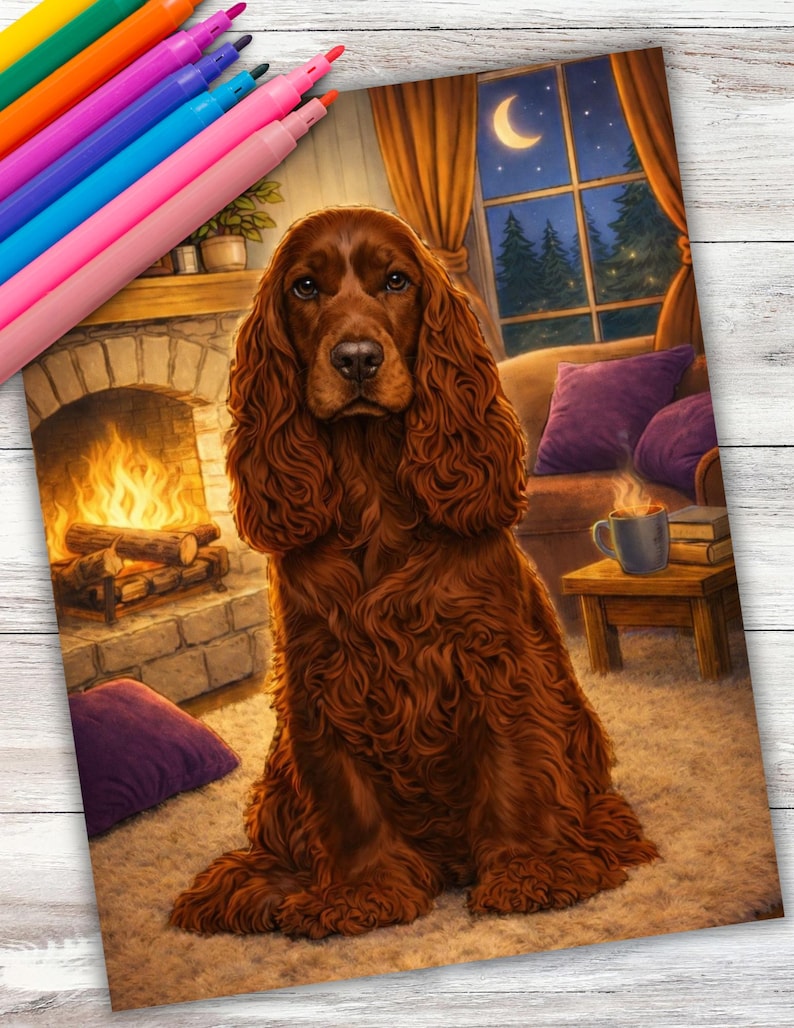 Cocker Spaniel Coloring Page Instant Digital Download PDF Printable Pet ...