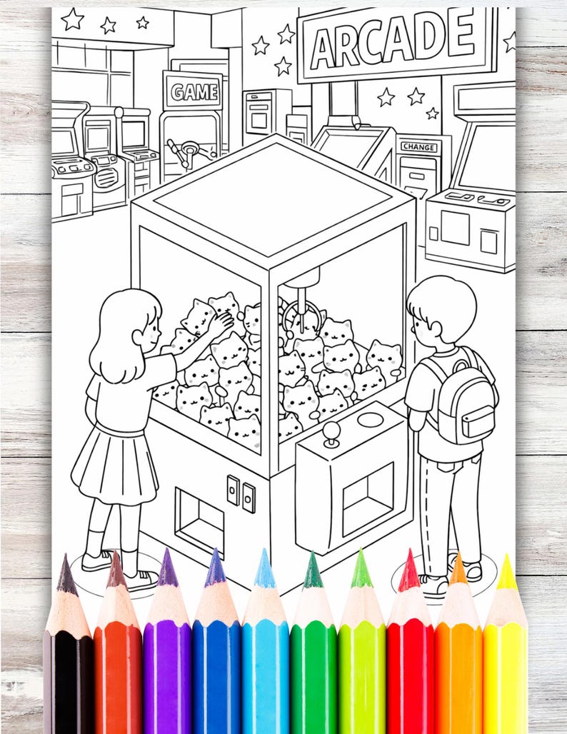 Claw Machine Coloring Page Instant Digital Download PDF Printable ...