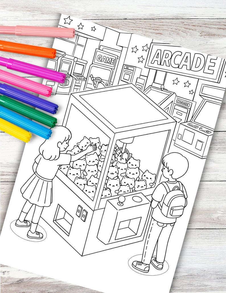 Claw Machine Coloring Page Instant Digital Download PDF Printable ...