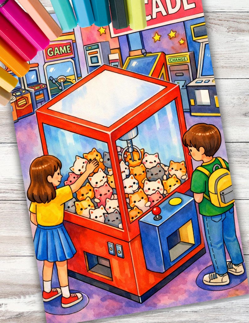 Claw Machine Coloring Page Instant Digital Download PDF Printable ...