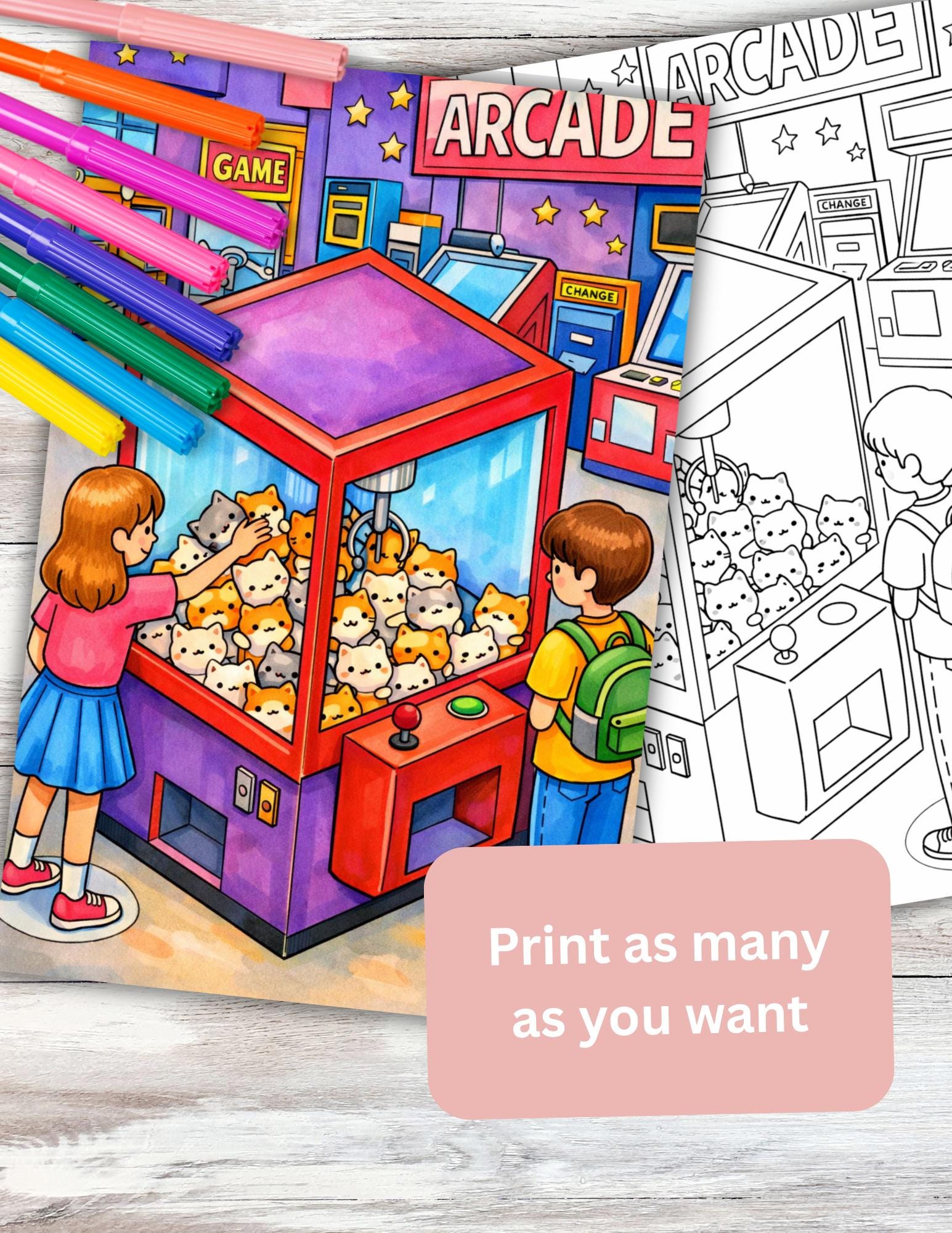 Claw Machine Coloring Page Instant Digital Download PDF Printable ...
