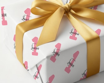 Pink First Birthday Gift Wrap Paper – Personalized Gift Wrap for Any Age, Custom Name Wrapping Paper for Daughter, 1st Birthday Party Favors