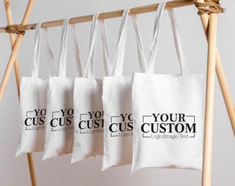 Bulk Custom Tote Bags with Logo, Reusable Cotton Canvas, Eco-Friendly Promotional, Business Event Swag, Shopping Carryall, Business Giveaway