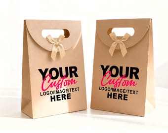 Personalized Logo/Text Gift Bags Bulk, Custom Eco Friendly Thank-You Favors, Wedding Welcome Kraft Paper Bags, Bridesmaid & Guest Goodie Bag