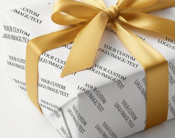 Personalized Logo Text Wrapping Paper, Business Logo Gift Wrap, Printed Branded Packaging Paper, Custom Wrapping Sheet for Party Favor/Event