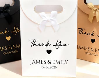 Custom Wedding Gift Bags with Bow, Personalized Thank You Favor Bags, Bachelorette Party Bags, Groomsmen Gift Bag, Wedding Favors for Guests