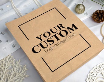 Custom Logo/Image/Text Gift Bags With Handles, Recyclable Kraft Paper Bags, Branded Paper Bags, Business Packaging, Personalized Goodie Bags