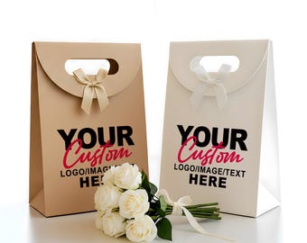 Custom Printed Kraft Paper Bags for Business/Personalized Logo Gift Bags/Eco-Friendly Corporate Branding Favors/Thank-You Wedding Party Bags