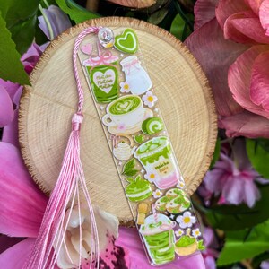 Matcha bookmark- Matcha accessory, matcha gift, coquette cottagecore matcha bookmark, kawaii gift image 1