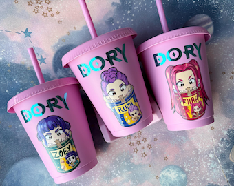 Vaso frío personalizado de 16 oz para cazadores de K pop - Vaso de Rumi, Mira, Zoey, regalo de cumpleaños de K pop, refresco.